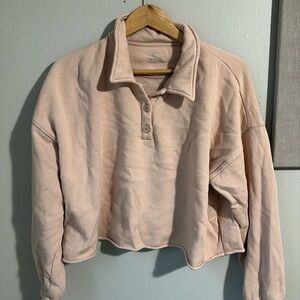 Aerie Peach Cropped Collared Sweatshirt